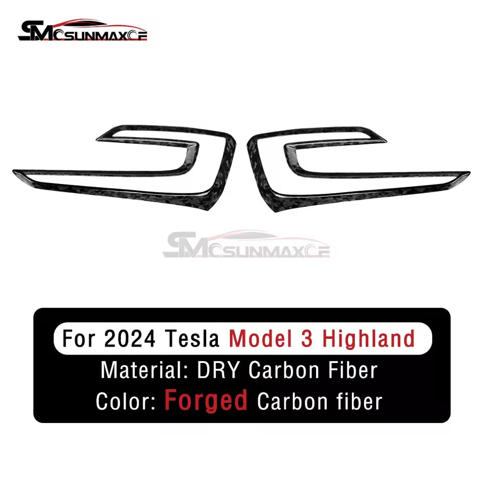 Caches de feux arrière en fibre de carbone pour Tesla Model 3 Highland 2024 (2 pièces)
