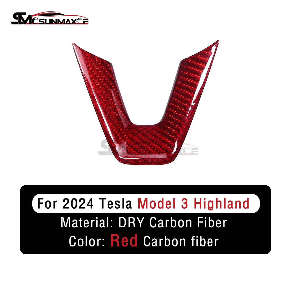 Tesla Model 3 Highland 2023-2024 Forged Carbon Fiber Steering Wheel Trim Cover