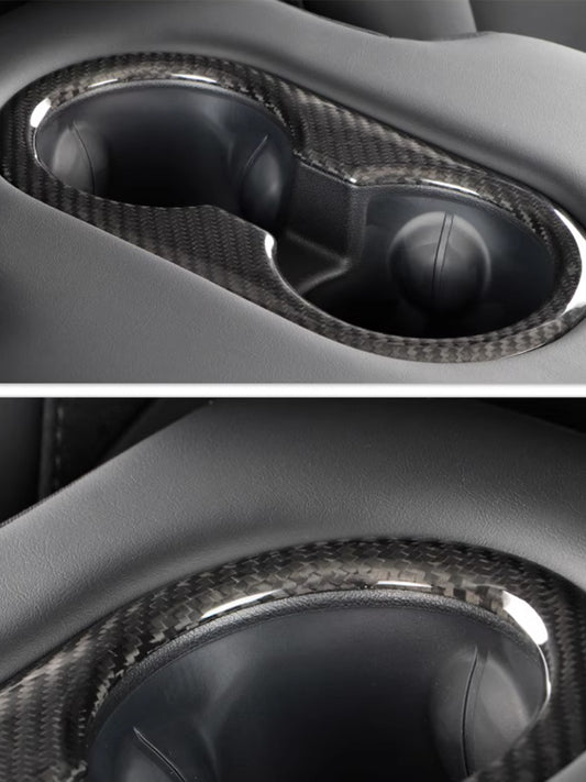 Carbon Fiber Rear Seat Cup Holder Panel Cover for Tesla Model Y Juniper (2025)