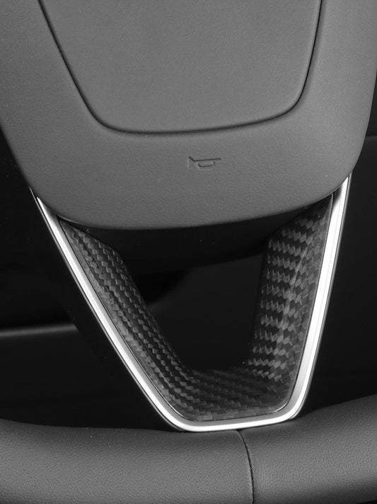 Real Carbon Fiber Steering Wheel Cover Trim for Tesla Model Y Juniper (2025)