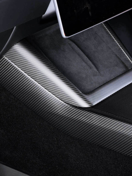 Real Carbon Fiber Wireless Charging Frame Cover for Tesla Model Y Juniper (2025)