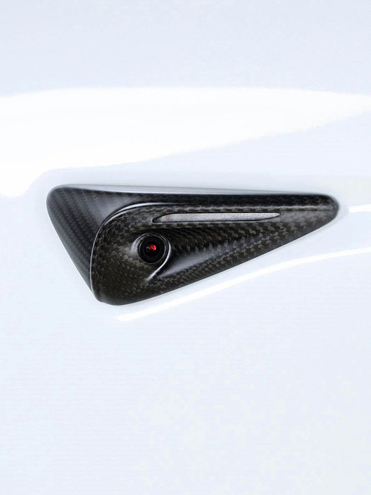 Real Carbon Fiber Side Fender Camera Turn Signal Cover for Tesla Model Y Juniper (2025)