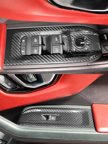 Caches de commutateurs de vitres en fibre de carbone pour Lamborghini Urus (2018-2025, 4 pièces) 