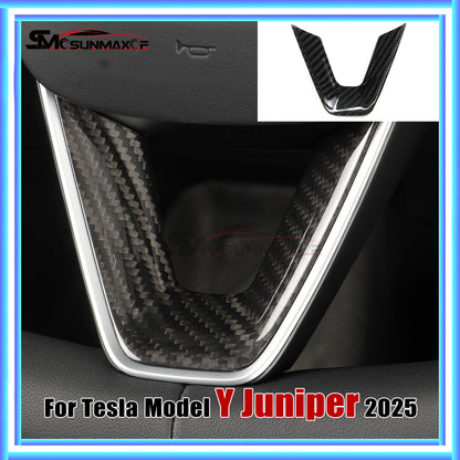 Real Carbon Fiber Steering Wheel Cover Trim for Tesla Model Y Juniper (2025)