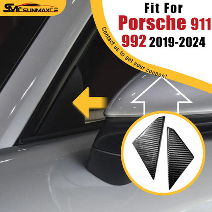 Porsche 911 992 Carbon Fiber A-Pillar Triangle Window Sticker (2019-2024)