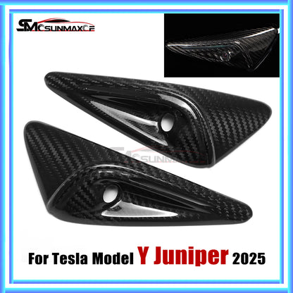 Real Carbon Fiber Side Fender Camera Turn Signal Cover for Tesla Model Y Juniper (2025)