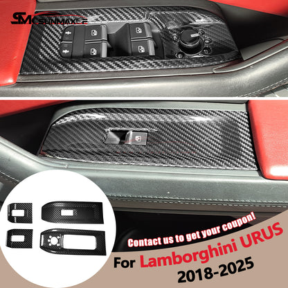 Caches de commutateurs de vitres en fibre de carbone pour Lamborghini Urus (2018-2025, 4 pièces) 