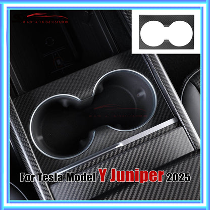 Real Carbon Fiber Front Cup Holder Panel Cover for Tesla Model Y Juniper (2025)