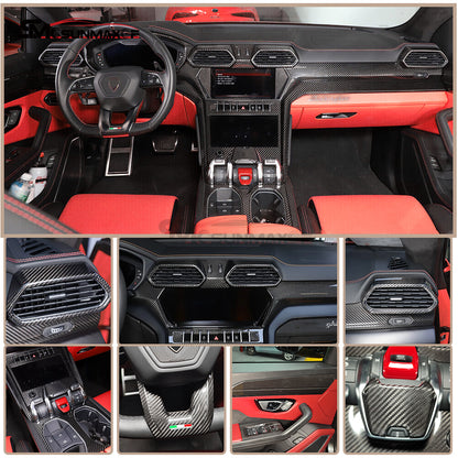Caches de commutateurs de vitres en fibre de carbone pour Lamborghini Urus (2018-2025, 4 pièces) 