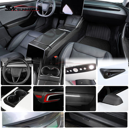 Tesla Model 3 Highland 2023-2024 Forged Carbon Fiber Steering Wheel Trim Cover