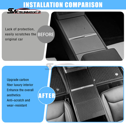 3pcs Real Carbon Fiber Center Console Panel Cover for Tesla Model Y Juniper (2025)