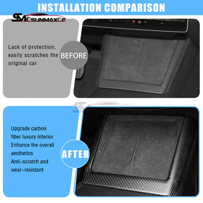 Real Carbon Fiber Wireless Charging Frame Cover for Tesla Model Y Juniper (2025)
