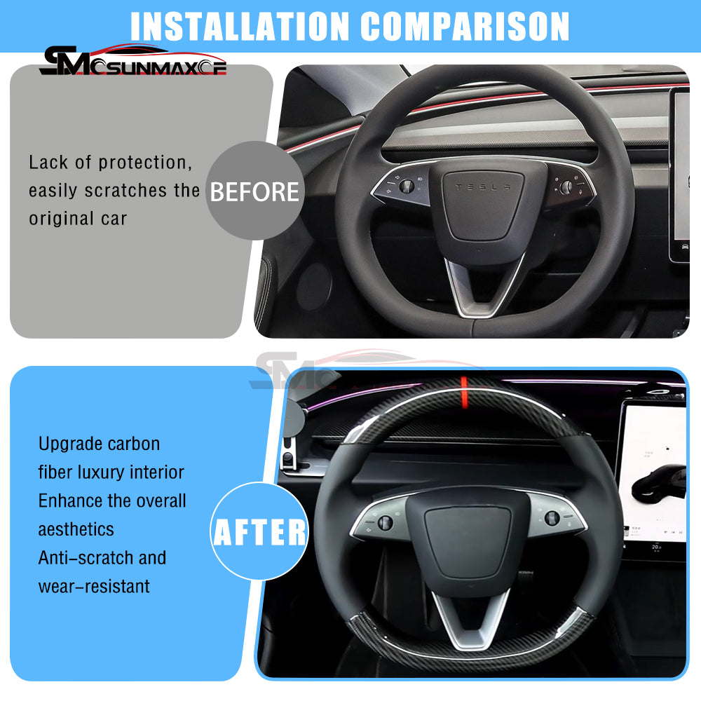Real Carbon Fiber Steering Wheel Cover for Tesla Model Y Juniper 2025