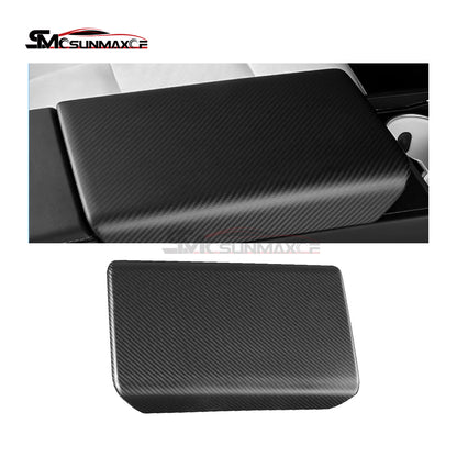 Carbon Fiber Armrest Box Panel Frame Cover for Tesla Model Y Juniper (2025)