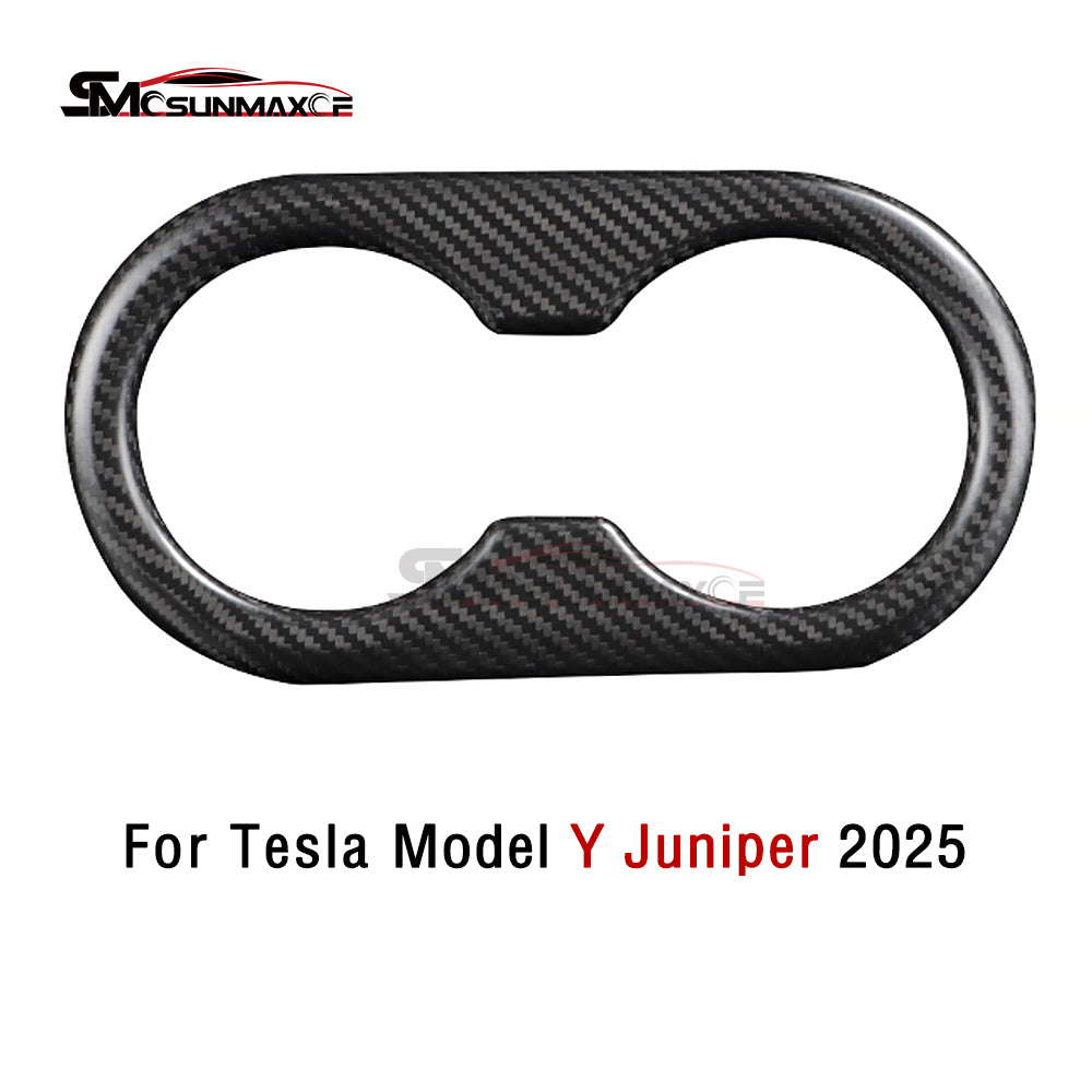 Carbon Fiber Rear Seat Cup Holder Panel Cover for Tesla Model Y Juniper (2025)