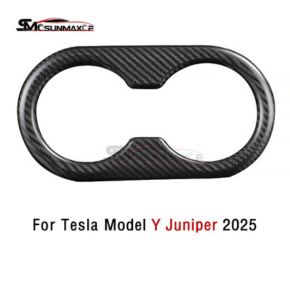 Carbon Fiber Rear Seat Cup Holder Panel Cover for Tesla Model Y Juniper (2025)