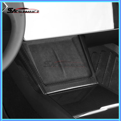 Real Carbon Fiber Wireless Charging Frame Cover for Tesla Model Y Juniper (2025)