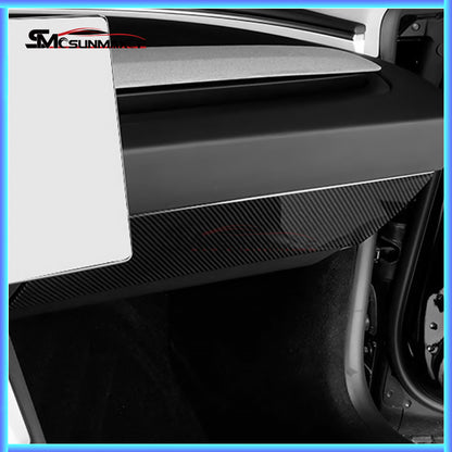 LHD Real Carbon Fiber Glove Box Panel Cover for Tesla Model Y Juniper (2025)