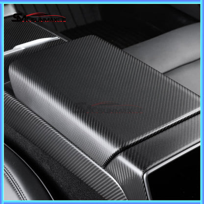 Carbon Fiber Armrest Box Panel Frame Cover for Tesla Model Y Juniper (2025)