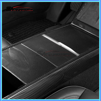 3pcs Real Carbon Fiber Center Console Panel Cover for Tesla Model Y Juniper (2025)