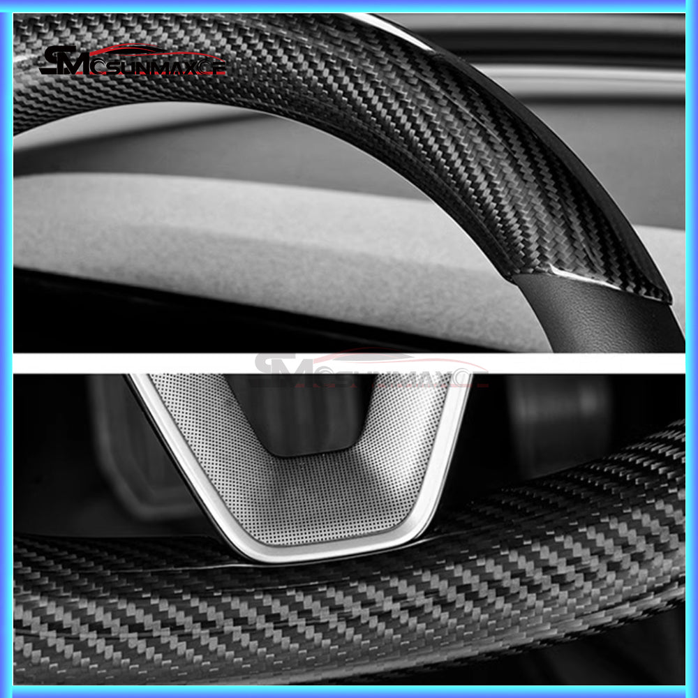 Real Carbon Fiber Steering Wheel Cover for Tesla Model Y Juniper 2025