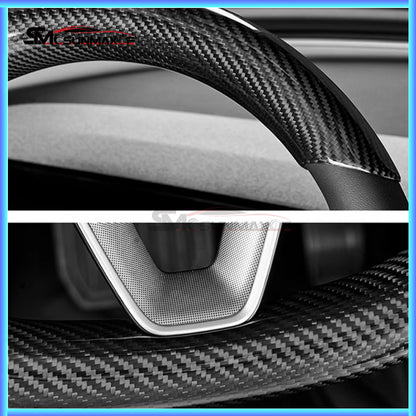 Real Carbon Fiber Steering Wheel Cover for Tesla Model Y Juniper 2025