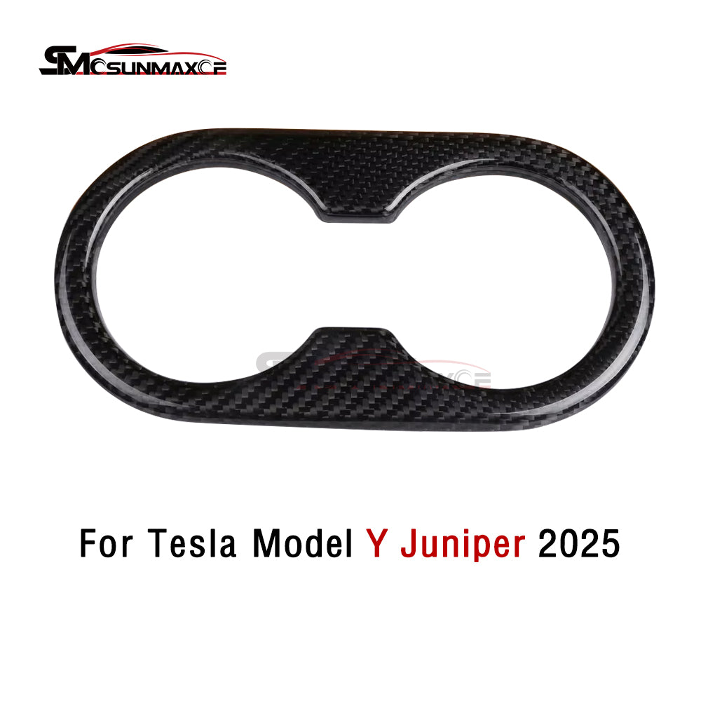 Carbon Fiber Rear Seat Cup Holder Panel Cover for Tesla Model Y Juniper (2025)