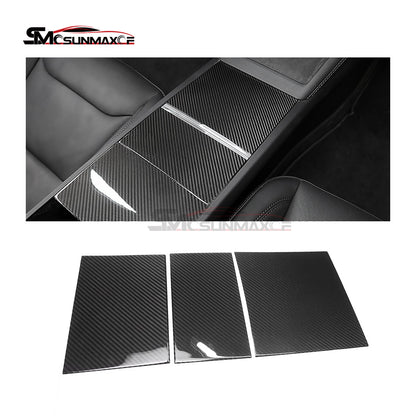 3pcs Real Carbon Fiber Center Console Panel Cover for Tesla Model Y Juniper (2025)