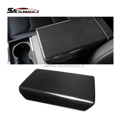 Carbon Fiber Armrest Box Panel Frame Cover for Tesla Model Y Juniper (2025)