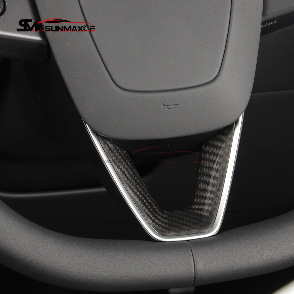 Real Carbon Fiber Steering Wheel Cover Trim for Tesla Model Y Juniper (2025)