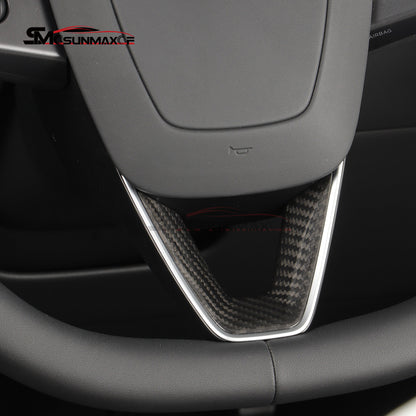 Real Carbon Fiber Steering Wheel Cover Trim for Tesla Model Y Juniper (2025)