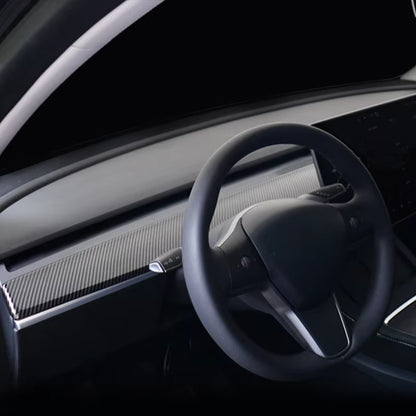 For Tesla Model 3 Model Y 2021-2023 Real Carbon Fiber Interior Dashboard Cover Door Panel Strips Trim